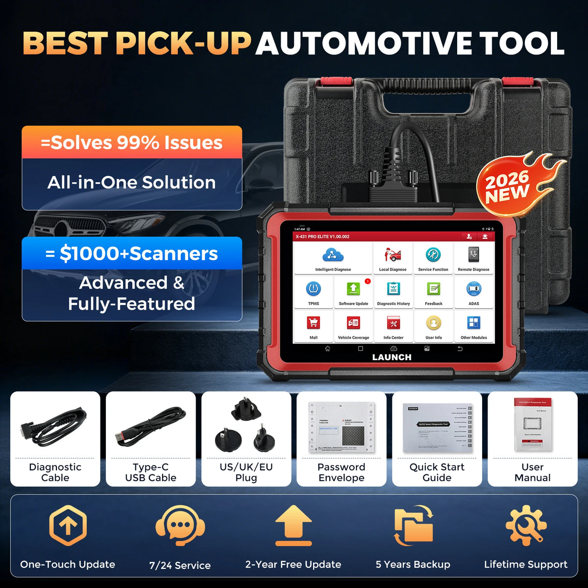 2026 X431 Pro Elite Bi Directional OBD Diagnostic Scanner ECU Coding WiFi Auto Scan Tool for Workshop Service